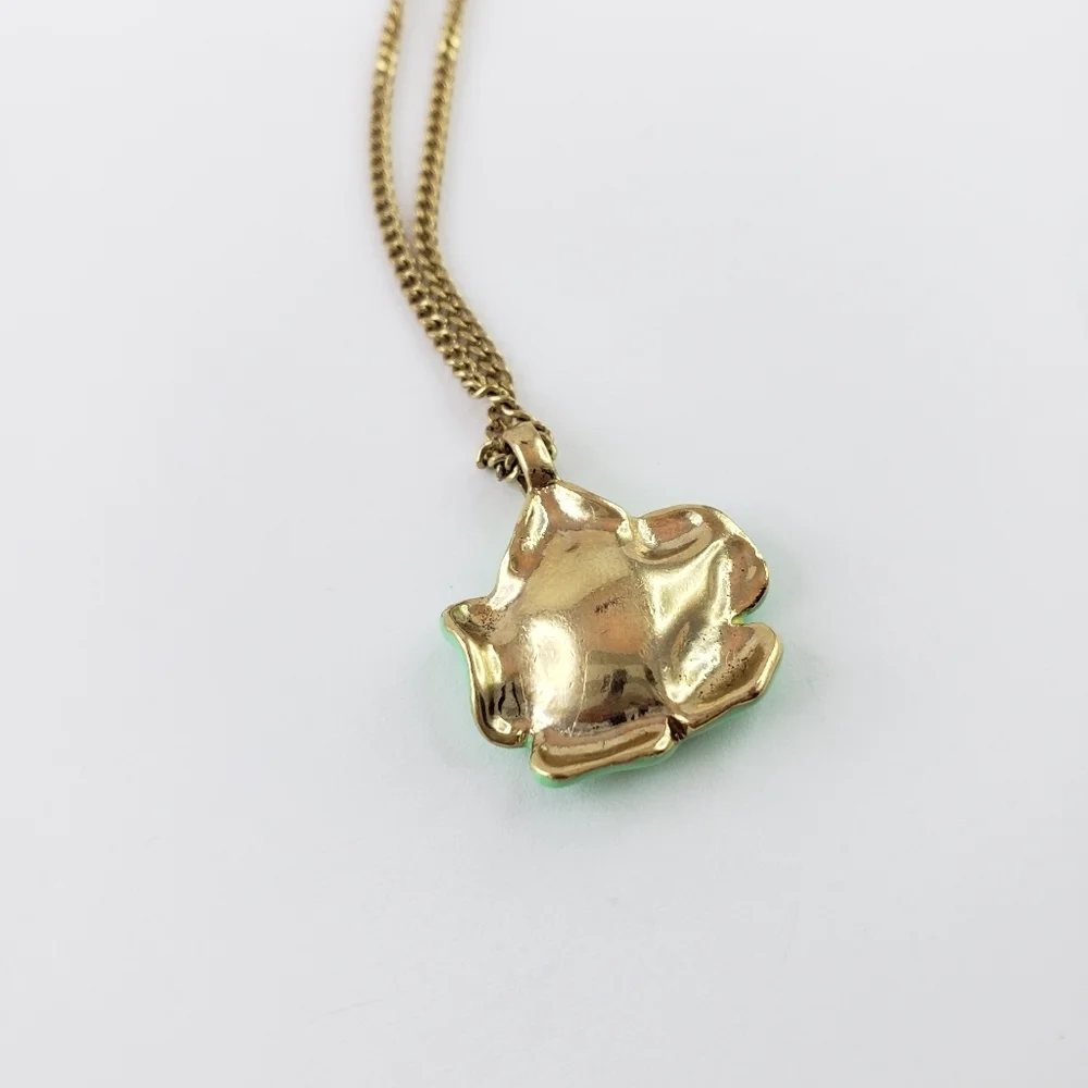 Crewcuts Flower Pendant Necklace Green Yellow Lime